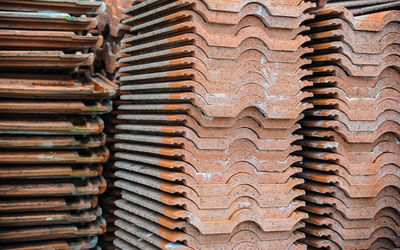 Full frame shot of roof tiles in building