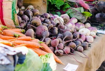 Close-up of vegetables for sale in market