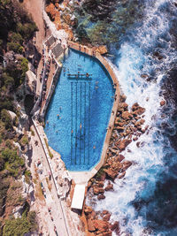 Aerial view of the bronte baths, ocean swimming pool in sydney, australia.