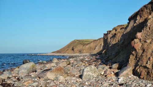 Scenic view of sea against clear sky