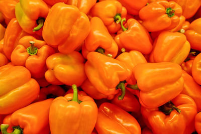 Full frame shot of bell peppers for sale at market stall