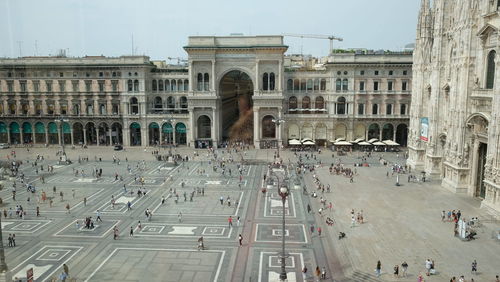 High angle view of galleria vittorio emanuele in city against clear sky