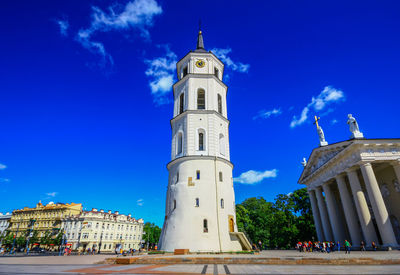 Low angle view of historical building against blue sky
