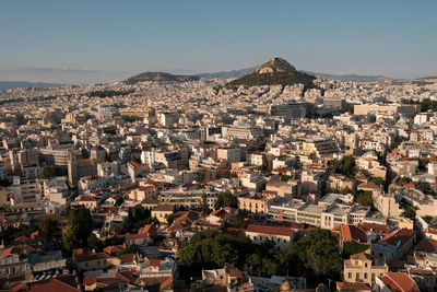 High angle view of townscape against sky