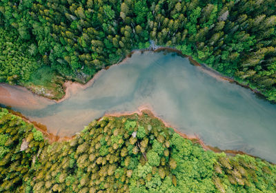 High angle view of tidal river leading to the bay of fundy in new brunswick