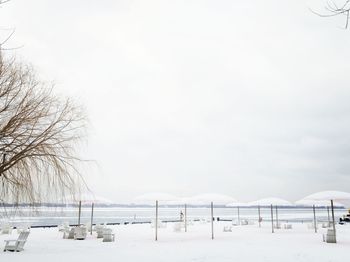 Scenic view of frozen sea against clear sky