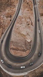 High angle view of vehicles on road