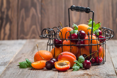 Close-up of fruits on table