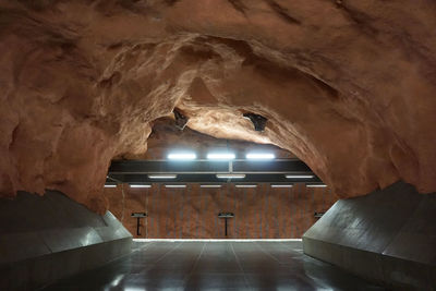 Interior of illuminated tunnel