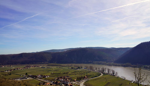 High angle view of landscape against sky