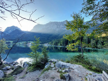 Scenic view of lake against sky