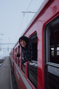 Train on railroad station