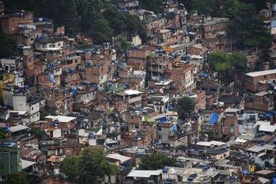 High angle view of buildings in city