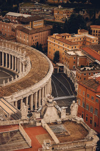 High angle view of buildings in city