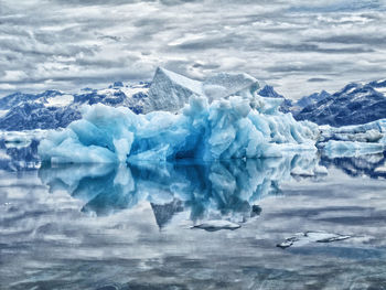 Aerial view of frozen lake
