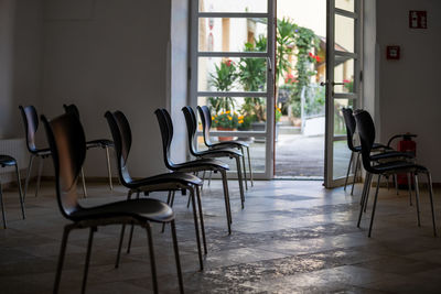 Empty chairs and table at home