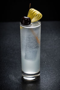 Close-up of drink in glass on table