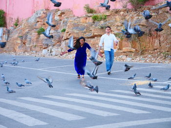 People on road