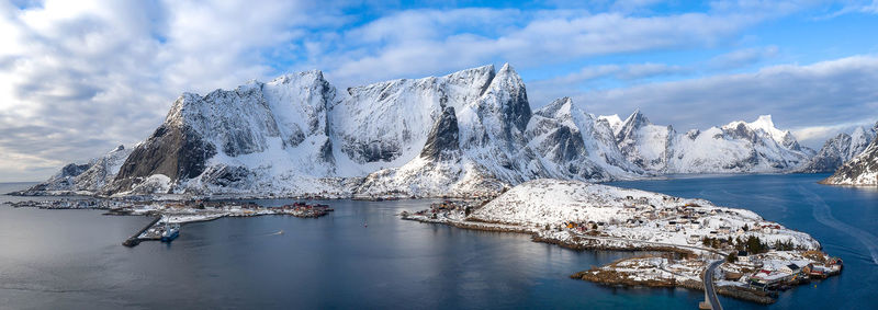 Scenic view of frozen sea against sky