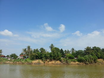 Scenic view of calm lake against clear sky