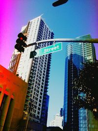 Low angle view of modern building against sky