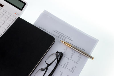 High angle view of pen on table