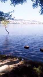 Scenic view of lake and mountains