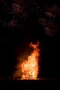 Firework display at night