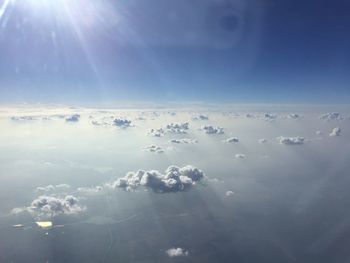 Scenic view of cloudscape against blue sky on sunny day