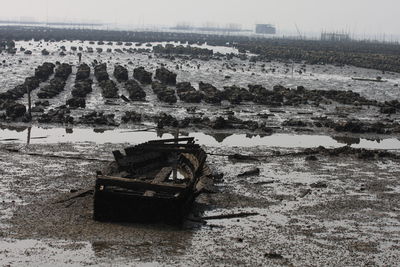 Boats moored in sea