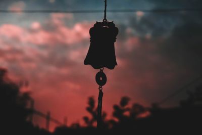 Low angle view of silhouette plant against sky at sunset