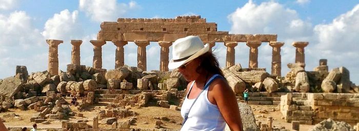 Panoramic view of old ruins against sky