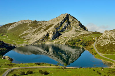 Enol lake, in the picos de europa national park, asturias, n. spain. a nice and peaceful nook.