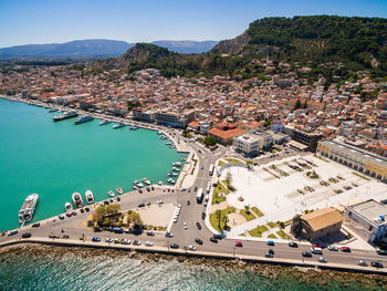 High angle view of buildings in city