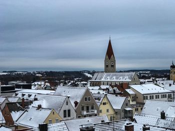 View of city against sky during winter