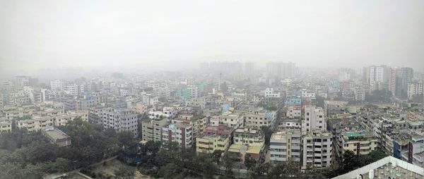 High angle view of buildings in city