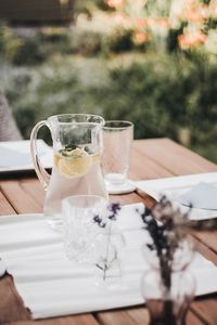 Glass of coffee on table