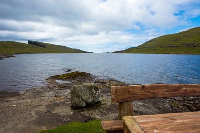 Scenic view of lake against sky