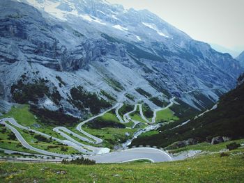 Scenic view of snow covered mountains