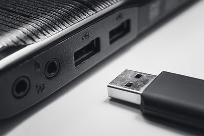 Close-up of computer keyboard on table