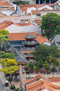 Thian hock keng temple viewed from above. famous taoist temple in singapore.