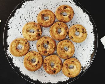 High angle view of cake in plate