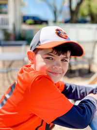 Portrait of smiling boy wearing hat