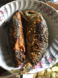High angle view of meal served in plate