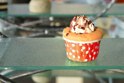 Close-up of cupcakes on table