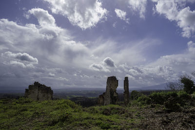 Scenic view of land against sky