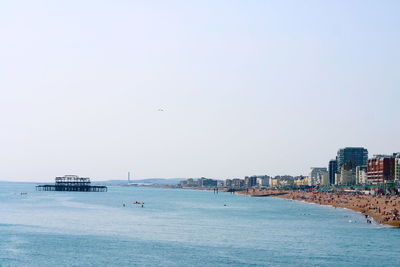 Scenic view of sea against clear sky