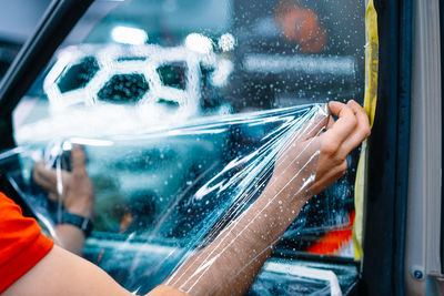 Professional installation of car window ceramic film