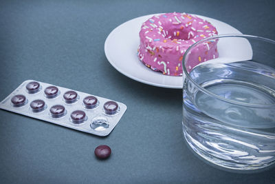 High angle view of food in glass on table