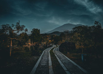 High angle view of railroad track against sky